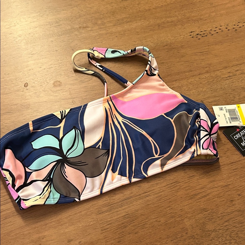 NWT Floral Bikini Top with Strappy Back size M